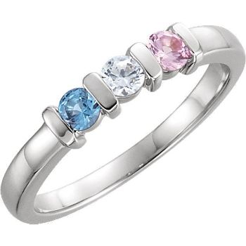 Picture of Silver 1 to 7 Round Stones Mother's Ring