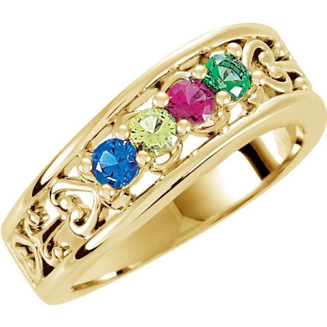 Gold 4 to 5 Round Stones Mother's Ring