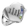 heart engraved moms ring 4 stones white