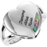 heart engraved moms ring 3 stones white