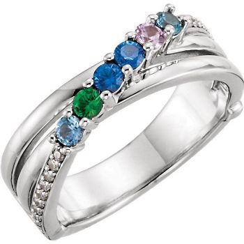 Picture of Silver 4 to 6 Round Stones Mother's Ring