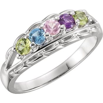 Picture of Silver 1 to 5 Round Stones Mother's Ring