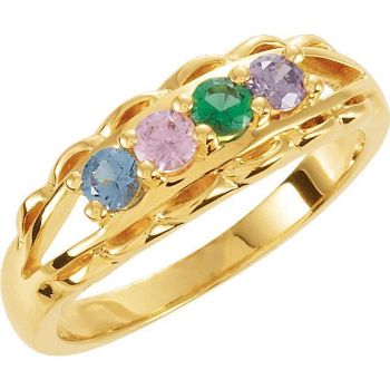 Picture of Gold 1 to 5 Round Stones Mother's Ring