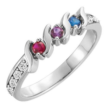 Picture of Silver 2 to 5 Round Stones Mother's Ring