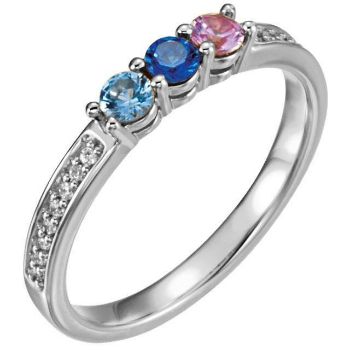 Picture of Silver 1 to 6 Round Stones Mother's Ring