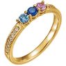 Picture of Gold 1 to 6 Round Stones Mother's Ring