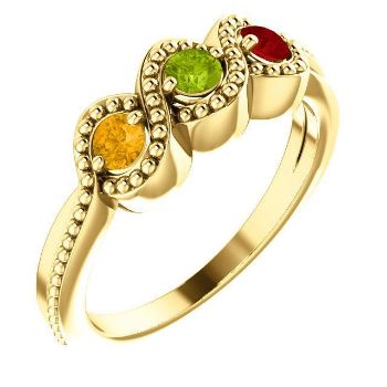 Picture of Gold 1 to 5 Round Stones Mother's Ring