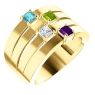 Picture of Gold 1 to 4 Square Stones Mother's Ring