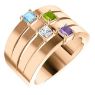 Picture of Gold 1 to 4 Square Stones Mother's Ring