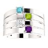Picture of Silver 1 to 4 Square Stones Mother's Ring