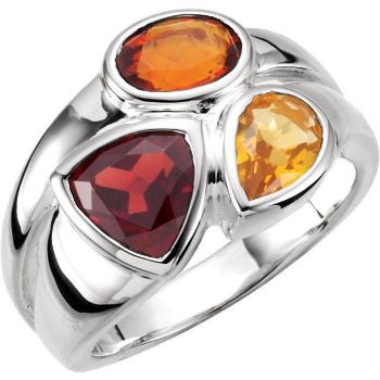 Picture of Sterling Silver Mozambique Garnet, Madeira Citrine & Citrine Ring 