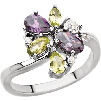 Picture of 14K White Multi-Shape Cluster Ring