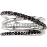 Picture of Sterling Silver Criss Cross Black Spinel & Diamond Ring