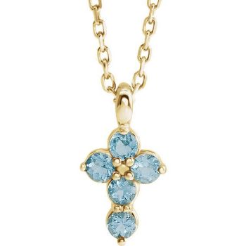 Picture of 14K Gold Aquamarine Cross Pendant