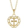 Picture of 14K Gold Heart with Cross Youth Pendant