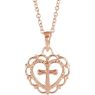 Picture of 14K Gold Heart with Cross Youth Pendant