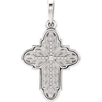 Picture of 14K Gold Ornate Leaf Cross Pendant