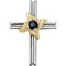 Picture of 14K Gold  Blue Sapphire Cross Pendant