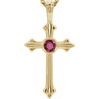 Picture of 14K Gold Ruby Cross Pendant