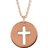 Picture of 14K Gold Pierced Cross Disc 16-18" Necklace