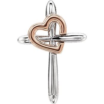 Picture of 14K Gold Cross with Heart Pendant