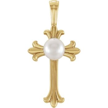 Picture of 14K Gold Freshwater Cultured Pearl Cross Pendant