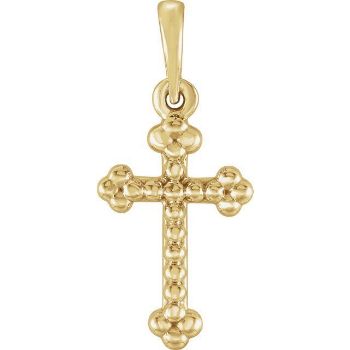 Picture of 14K Gold Beaded Cross Pendant