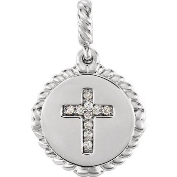 Picture of 14K Gold .05 CTW Diamond Cross Rope Pendant