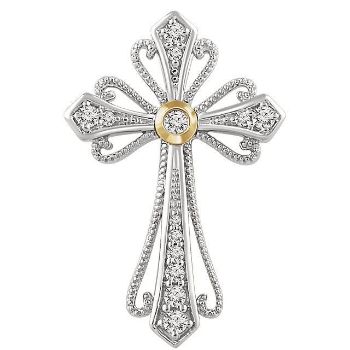 Picture of 14K White & Yellow 1/6 CTW Diamond Cross Pendant