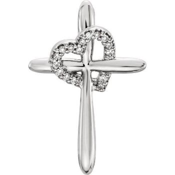 Picture of 14K Gold .04 CTW Diamond Cross with Heart Pendant