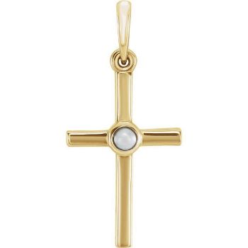 Picture of 14K Gold Freshwater Cultured Pearl Cross Pendant