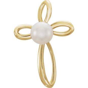 Picture of 14K Gold Freshwater Cultured Pearl Cross Pendant