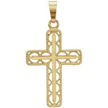 Picture of 14K Gold 28x14.7mm Milgrain Cross Pendant