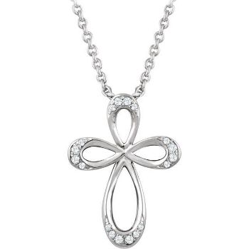 Picture of Sterling Silver 1/10 CTW Diamond Cross 18" Necklace