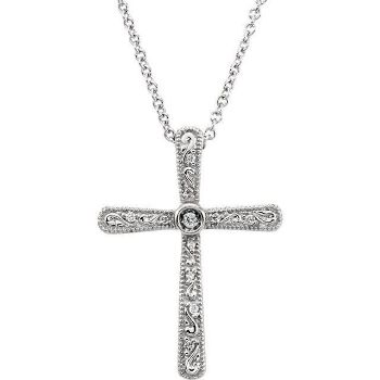 Picture of 14K Gold .05 CTW Diamond Cross 18" Necklace