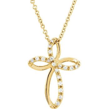 Picture of 14K Gold 1/10 CTW Diamond Cross 18" Necklace