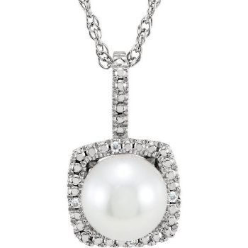 Picture of Sterling Silver 7 mm Freshwater Cultured Pearl & .015 CTW Diamond 18" Necklace