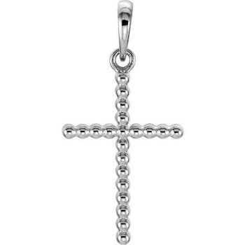 Picture of 14K Gold 17.5x12.1mm Beaded Cross Pendant