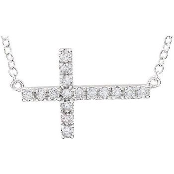 Picture of 14K Gold 1/5 CTW Diamond Double Sideways Cross 18" Necklace