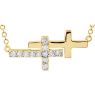Picture of 14K Gold 1/5 CTW Diamond Double Sideways Cross 18" Necklace