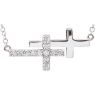 Picture of 14K Gold 1/5 CTW Diamond Double Sideways Cross 18" Necklace