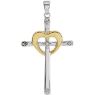 Picture of Sterling Silver & 10K Yellow .015 CTW Diamond Heart Cross Pendant