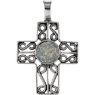Picture of Sterling Silver Cross Pendant with Ancient Roman Glass Design