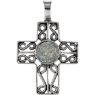 Picture of Sterling Silver Cross Pendant with Ancient Roman Glass Design