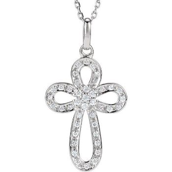 Picture of Sterling Silver 1/5 CTW Diamond Cross 18" Necklace