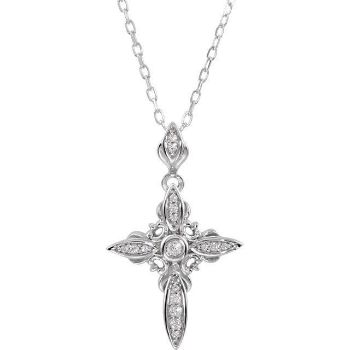 Picture of Sterling Silver Cubic Zirconia Cross 18" Necklace