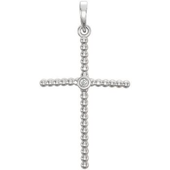 Picture of 14K Gold .02 CTW Diamond Beaded Cross Pendant