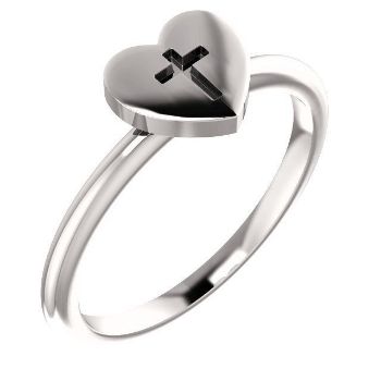 Picture of 14K Gold Heart with Cross Ring