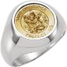 Picture of 14K Yellow Gold  & Sterling Silver St. Christopher Round Medal Ring Size Size 7