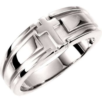 Picture of 14K Gold Men's Religious Cross Duo Band